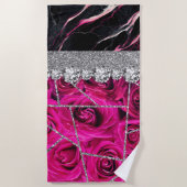 Badezimmer Räume Design Zuhause Schwarzer Glitzer  Strandtuch (Vorderseite)