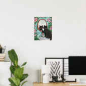 Badezimmer Schwarze Katze im Spiegel Druck, Lustig Poster (Heimbüro)