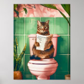 Badezimmer-Tabby-Katze-Kunstposter, Kätzchenplakat Poster (Vorne)