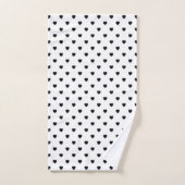 BADEZIMMER-TOWEL MIT WEISSEM SCHWARZEM HERZPATTER BADHANDTUCH SET (Handtuch)