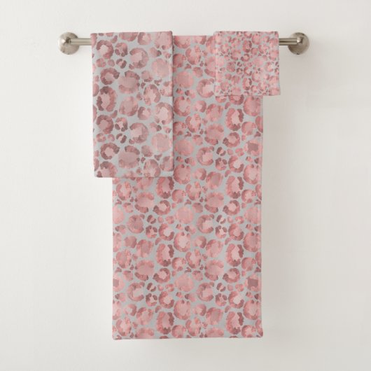 BADEZIMMER-TOWEL-SET "BLUSPINK GRAY ANIMAL DRUCKEN BADHANDTUCH SET (Insitu)