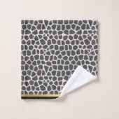BADEZIMMER-TOWEL-SET SCHWARZ GOLD-LEOPARD BADHANDTUCH SET (Waschlappen)