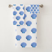 BADEZIMMER-TOWEL-SET WEISS BLAUE SAASHELL BADHANDTUCH SET (Insitu)