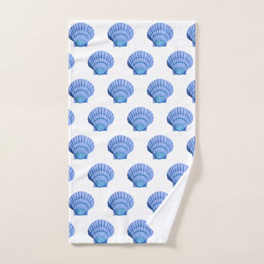 BADEZIMMER-TOWEL-SET WEISS BLAUE SAASHELL BADHANDTUCH SET (Handtuch)