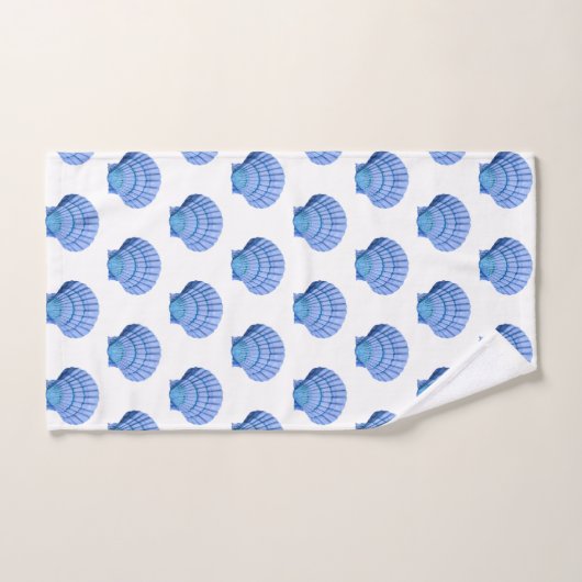 BADEZIMMER-TOWEL-SET WEISS BLAUE SAASHELL BADHANDTUCH SET (Handtuch)