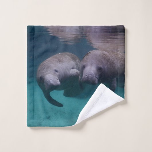 Badezimmer-Tuch-Set mit 2 Manatis-Freunden Badhandtuch Set (Waschlappen)