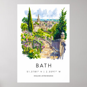 Badezimmer Wasserfarbenposter Badezimmer Reise Dru Poster