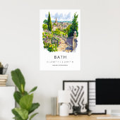 Badezimmer Wasserfarbenposter Badezimmer Reise Dru Poster (Heimbüro)