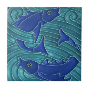 Badezimmerfliese - Art Nouveau Antike Fliese Fisch