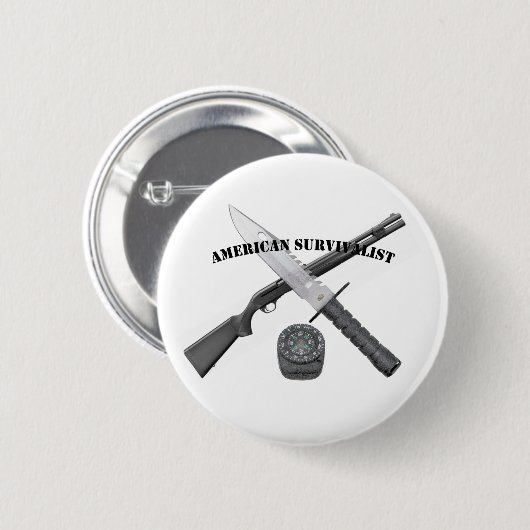 Badge AMERICAN SURVIVALIST Button (Vorne & Hinten)