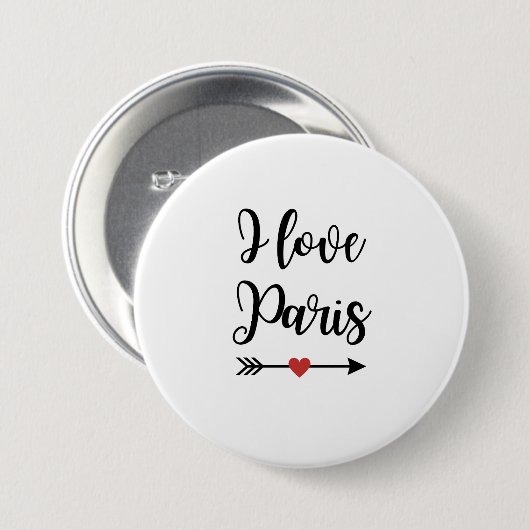 Badge I love Paris Button (Vorne & Hinten)