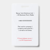 Badge Professionnel, Business Badge | Pro Ausweis (Rückseite)