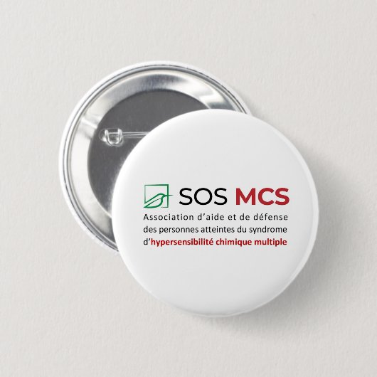Badge Rond 5 cm Logo SOS MCS + Text Button (Vorne & Hinten)