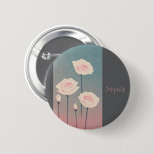 Badge Rond 5 cm Roses, personalized Button (Vorne & Hinten)