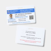 Badge Sécurité|Custom Nurse|Healthcare|Hosp ID Ausweis (Front & Back)