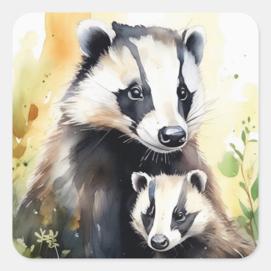 Badger-Aufkleber Quadratischer Aufkleber (Vorderseite)