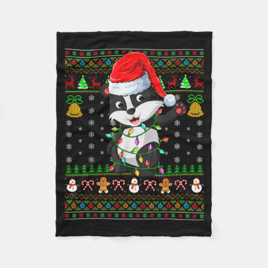 Badger Christmas Lights Funny Santa Ugly Sweaters Fleecedecke (Vorderseite)