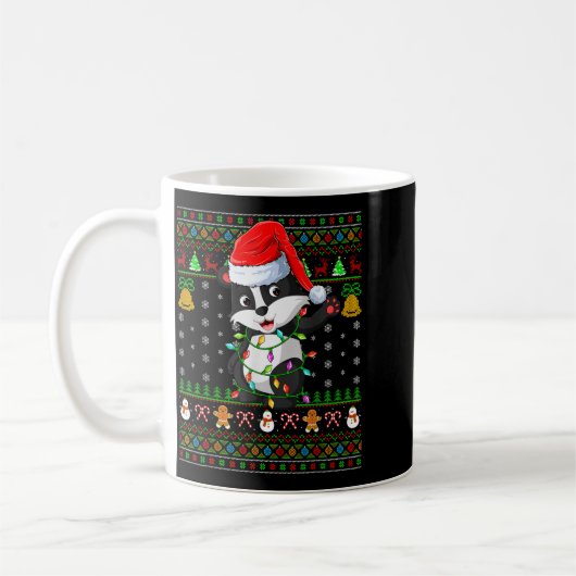 Badger Christmas Lights Funny Santa Ugly Sweaters Kaffeetasse (Links)