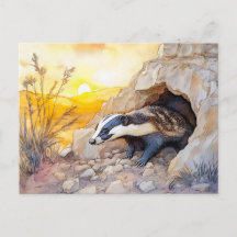 Badger, die bei Sonnenaufgang aus dem Wassercolo h