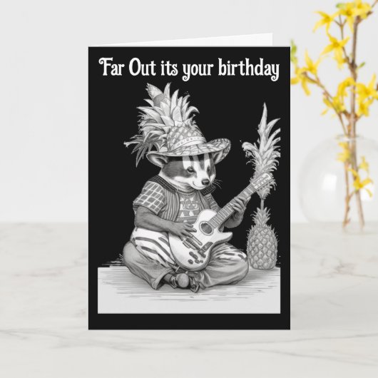 Badger Gitarre spielen mit Ananas Geburtstag Karte (Gelbe Blume)