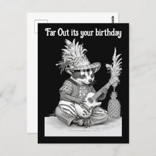 Badger Gitarre spielen mit Ananas Geburtstag Postkarte