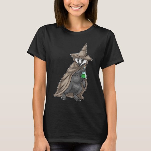 Badger Halloween Hexe T-Shirt (Vorderseite)