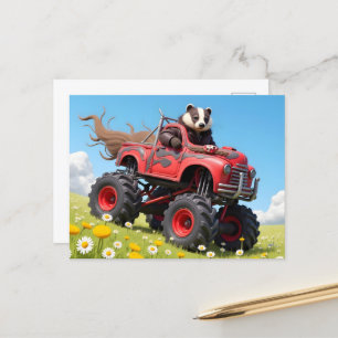 Badger in einem Lastwagen Postkarte
