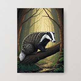 Badger in Enchanted Forest Button