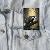 Badger in Enchanted Forest Button (Insitu)