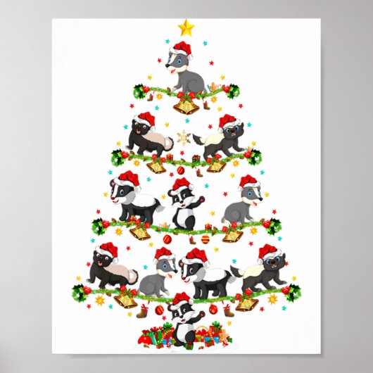 Badger Lights Xmas Santa Badger Christmas Tree Poster (Vorne)