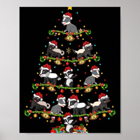 Badger Lights Xmas Santa Badger Christmas Tree T S Poster (Vorne)