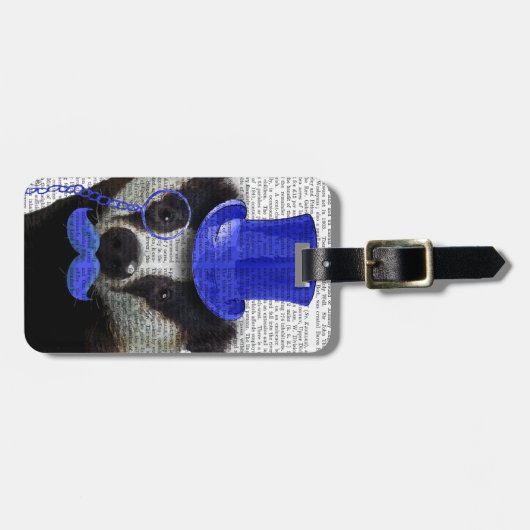Badger mit Blue Top Hat und Mustache Gepäckanhänger (Vorderseite horizontal)