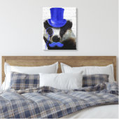 Badger mit Blue Top Hat und Mustache Leinwanddruck (Insitu (Schlafzimmer))