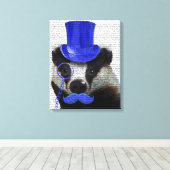 Badger mit Blue Top Hat und Mustache Leinwanddruck (Insitu (Holzboden))