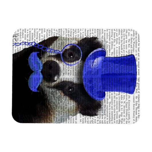 Badger mit Blue Top Hat und Mustache Magnet (Horizontal)