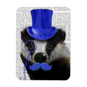 Badger mit Blue Top Hat und Mustache Magnet (Vertikal)