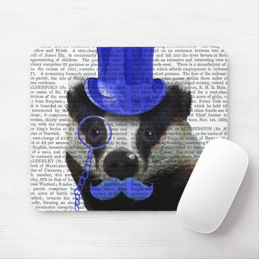 Badger mit Blue Top Hat und Mustache Mousepad (Mit Mouse)