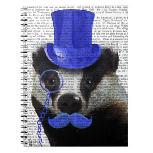 Badger mit Blue Top Hat und Mustache Notizblock