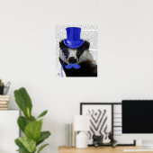 Badger mit Blue Top Hat und Mustache Poster (Heimbüro)