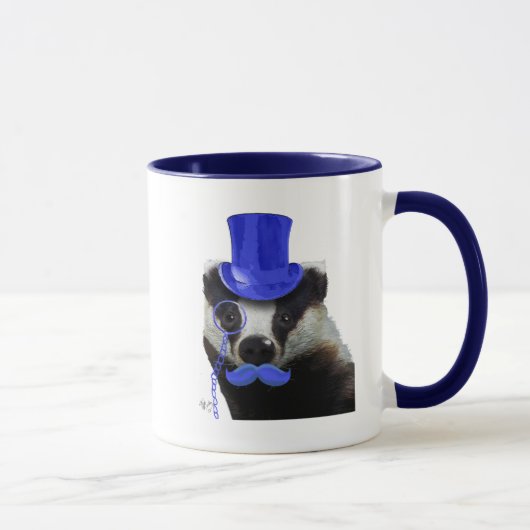 Badger mit Blue Top Hat und Mustache Tasse (Rechts)