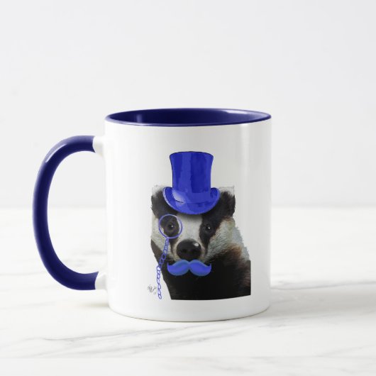 Badger mit Blue Top Hat und Mustache Tasse (Links)