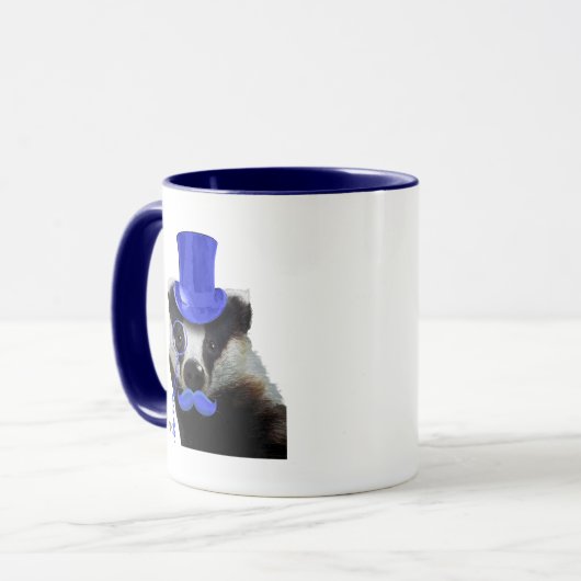 Badger mit Blue Top Hat und Mustache Tasse (Vorderseite Links)