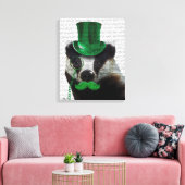 Badger mit Grünem Top-Hut und Mustache Leinwanddruck (Insitu (Wohnzimmer))