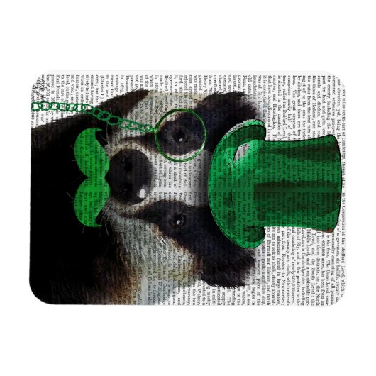 Badger mit Grünem Top-Hut und Mustache Magnet (Horizontal)