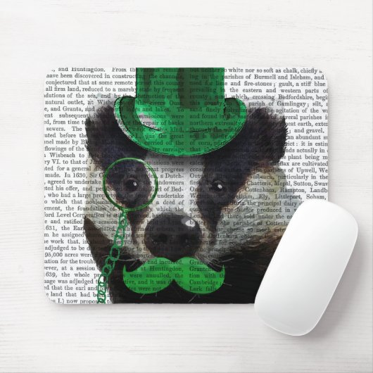 Badger mit Grünem Top-Hut und Mustache Mousepad (Mit Mouse)