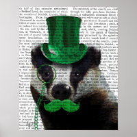 Badger mit Grünem Top-Hut und Mustache