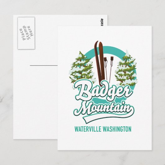 Badger Mountain Waterville Ski Logo Postkarte (Vorne/Hinten)