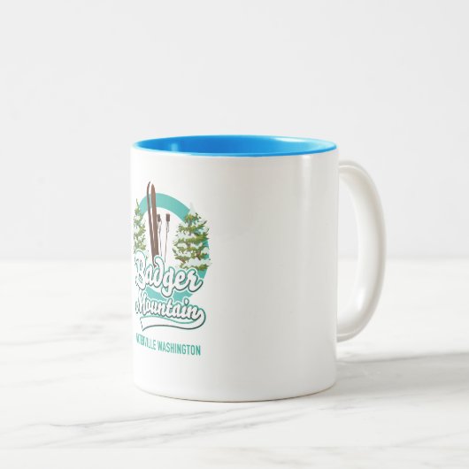 Badger Mountain Waterville Ski Logo Zweifarbige Tasse (VorderseiteRechts)