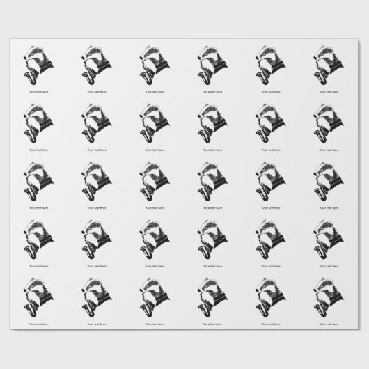 Badger Saxophon Anpassbarer Text Geschenkpapier (Flach)