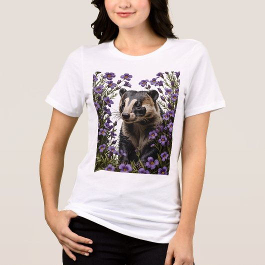 Badger umgeben von Wisconsin-Holzvioletten Tri-Blend Shirt (Vorderseite)